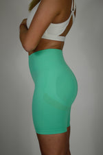 Load image into Gallery viewer, Teal Scrunch Butt Biker Shorts