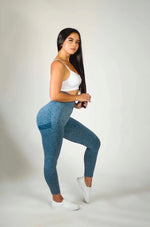 Load image into Gallery viewer, Blue Scrunch Butt Leggings
