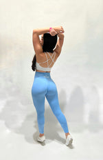 Load image into Gallery viewer, Sky Blue Scrunch Butt leggings