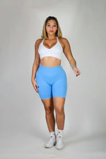 Load image into Gallery viewer, Sky Blue Scrunch Butt Biker Shorts