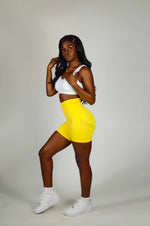 Load image into Gallery viewer, Yellow Scrunch Butt Biker Shorts