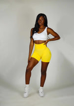 Load image into Gallery viewer, Yellow Scrunch Butt Biker Shorts