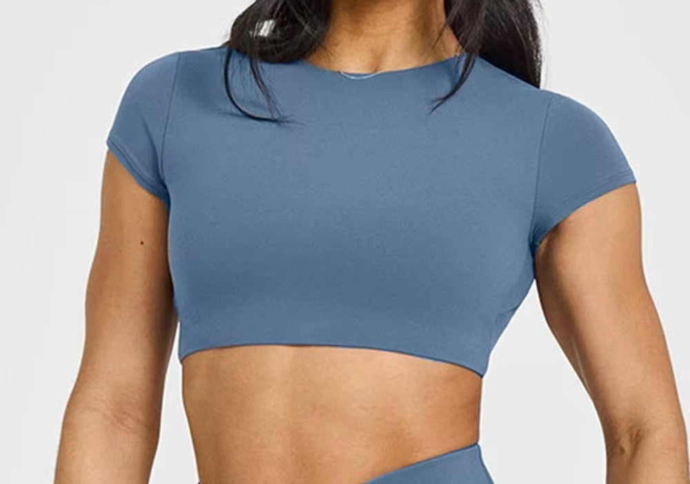 Blue Grey Open Back Crop Top **PRE-ORDER**