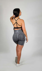 Load image into Gallery viewer, Grey Scrunch Butt Biker Shorts
