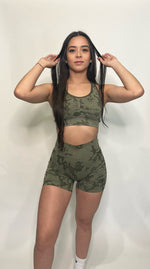Load image into Gallery viewer, Army Green Camo Sports Bra
