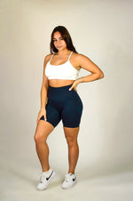 Load image into Gallery viewer, Navy Blue Scrunch Butt Biker Shorts
