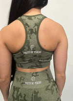 Load image into Gallery viewer, Army Green Camo Sports Bra
