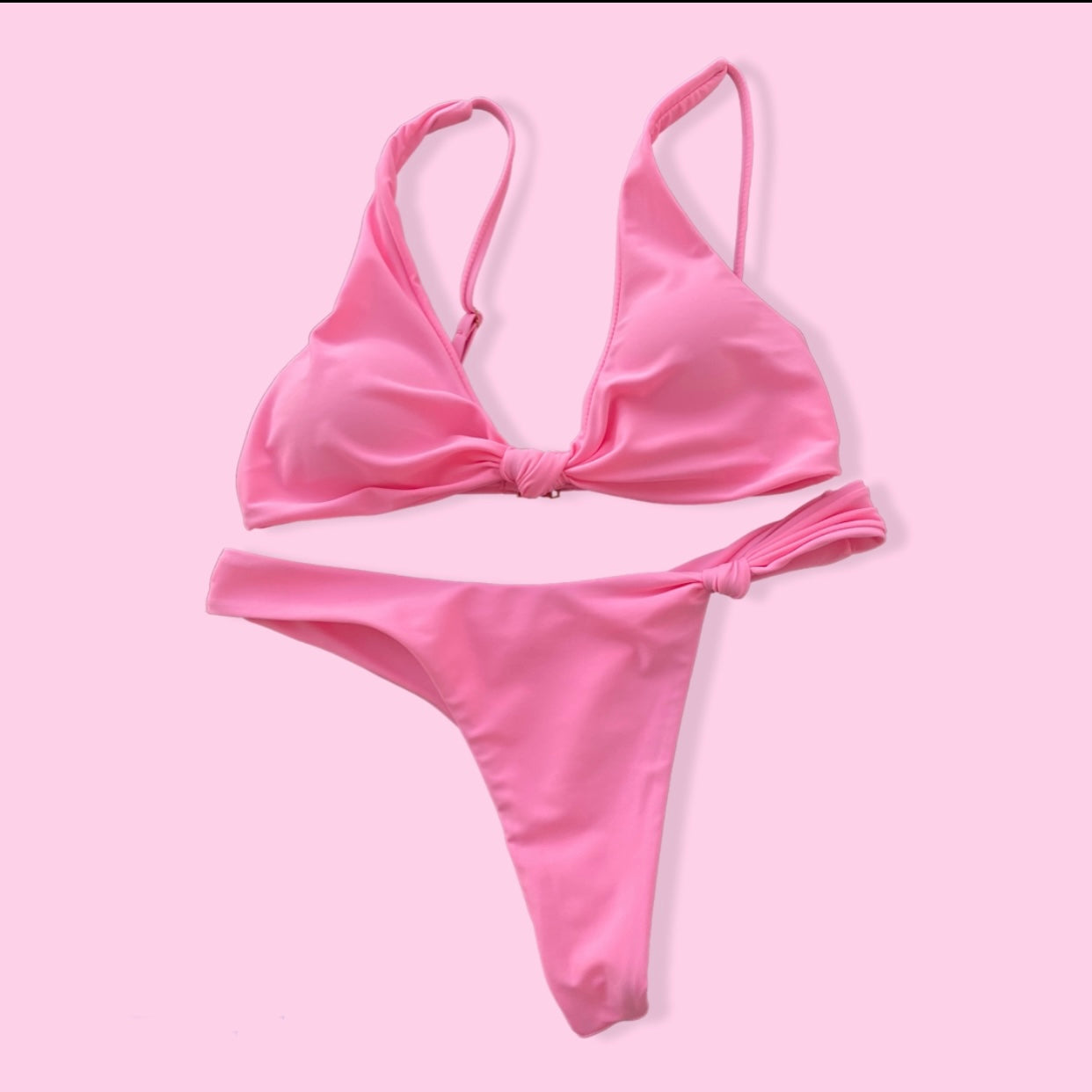 Knot It Thong Bikini Set ($20) - Cotton Candy Pink