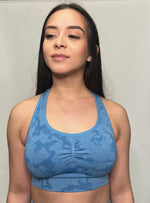 Load image into Gallery viewer, Sky Blue Camo Sports Bra
